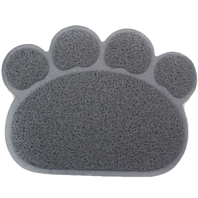 JOYJULY PVC Pet Dog Cat Puppy Kitten Dish Bowl Food Water Feeding Placemat, Non-Slip Cat Litter Mat Paw Shape, Grey Small - Image 2